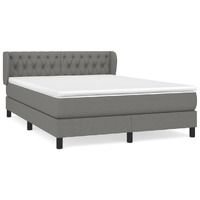  Box Spring Bed with Mattress Dark Grey 153x203 cm Queen Size Fabric