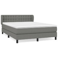  Box Spring Bed with Mattress Dark Grey 153x203 cm Queen Size Fabric