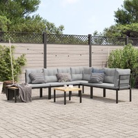  Garden Bench Set with Cushions 5 pcs Black Powder-coated Steel