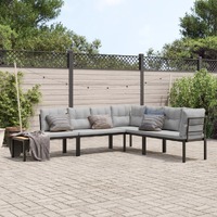  Garden Bench Set with Cushions 4 pcs Black Powder-coated Steel