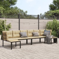 4 Piece Garden Sofa Set with Cushions Black Powder-coated Steel