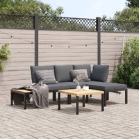  4 Piece Garden Sofa Set with Cushions Black Aluminium