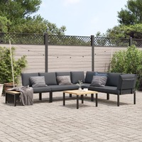  5 Piece Garden Sofa Set with Cushions Black Aluminium