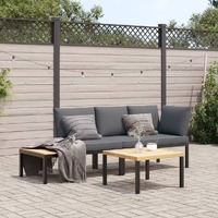  3 Piece Garden Sofa Set with Cushions Black Aluminium