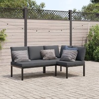  2 Piece Garden Sofa Set with Cushions Black Aluminium