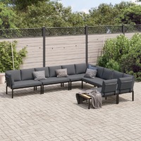  6 Piece Garden Sofa Set with Cushions Black Aluminium