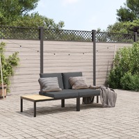  2 Piece Garden Sofa Set with Cushions Black Aluminium