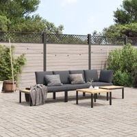  4 Piece Garden Sofa Set with Cushions Black Aluminium