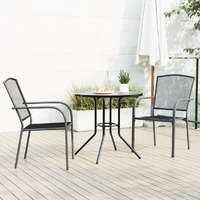  Stackable Garden Chair Set 3 Piece Anthracite Powder-coated Steel