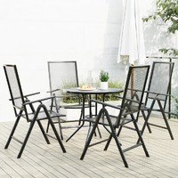  Reclining Garden Chair Set 5 Piece Anthracite Powder-coated Steel
