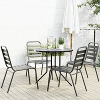  Stackable Garden Chair Set 5 Piece Anthracite Powder-coated Steel