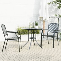  Stackable Garden Chair Set 3 Piece Anthracite Powder-coated Steel
