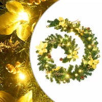  Christmas Garland with LED Lights Green 2.7 m PVC