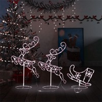  Acrylic Christmas Flying Reindeer&amp;Sleigh 260x21x87cm Warm White