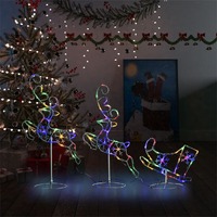  Acrylic Christmas Flying Reindeer&amp;Sleigh 260x21x87cm Colourful