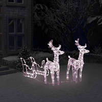 Reindeers &amp; Sleigh Christmas Decoration 160 LEDs 130 cm Acrylic