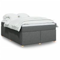  Box Spring Bed with Mattress Dark Grey Double Fabric