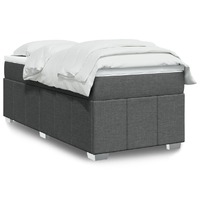  Box Spring Bed with Mattress Dark Grey King Single Fabric