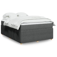  Box Spring Bed with Mattress Black Double Fabric