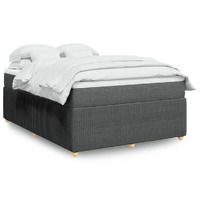  Box Spring Bed with Mattress Black Queen Fabric
