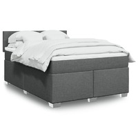  Box Spring Bed with Mattress Dark Grey Double Fabric