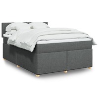  Box Spring Bed with Mattress Dark Grey Double Fabric