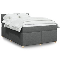  Box Spring Bed with Mattress Dark Grey Double Fabric