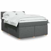  Box Spring Bed with Mattress Dark Grey Queen Fabric