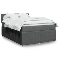  Box Spring Bed with Mattress Dark Grey Double Fabric