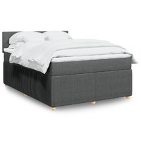  Box Spring Bed with Mattress Dark Grey Double Fabric