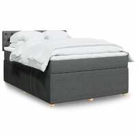  Box Spring Bed with Mattress Dark Grey Queen Fabric