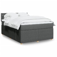  Box Spring Bed with Mattress Dark Grey Queen Fabric