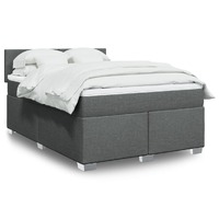  Box Spring Bed with Mattress Dark Grey Double Fabric