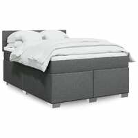  Box Spring Bed with Mattress Dark Grey Double Fabric