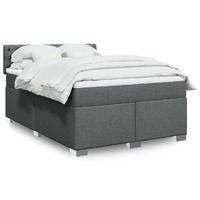  Box Spring Bed with Mattress Dark Grey Queen Fabric