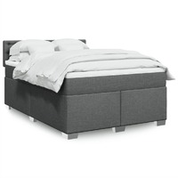  Box Spring Bed with Mattress Dark Grey Queen Fabric
