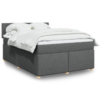  Box Spring Bed with Mattress Dark Grey Double Fabric