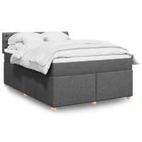  Box Spring Bed with Mattress Dark Grey Queen Fabric