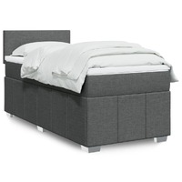  Box Spring Bed with Mattress Dark Grey King Single Fabric