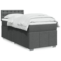  Box Spring Bed with Mattress Dark Grey King Single Fabric