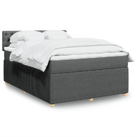  Box Spring Bed with Mattress Light Grey Queen Fabric