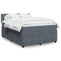 vidaXL Box Spring Bed with Mattress Dark Grey Queen Velvet