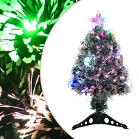  Pre-lit Christmas Tree Green and White 64 cm Fibre Optic