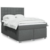  Box Spring Bed with Mattress Dark Grey Double Fabric