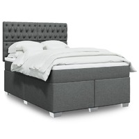  Box Spring Bed with Mattress Dark Grey Queen Fabric