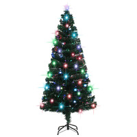  Artificial Pre-lit Christmas Tree with Stand 180 cm Fibre Optic