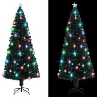  Artificial Pre-lit Christmas Tree with Stand 210 cm Fibre Optic