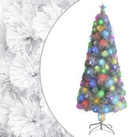  Artificial Pre-lit Christmas Tree White 210 cm Fibre Optic