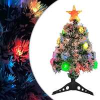  Artificial Pre-lit Christmas Tree White&amp;Blue 64 cm Fibre Optic