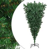  Upside-down Artificial Christmas Tree with Stand Green 210 cm